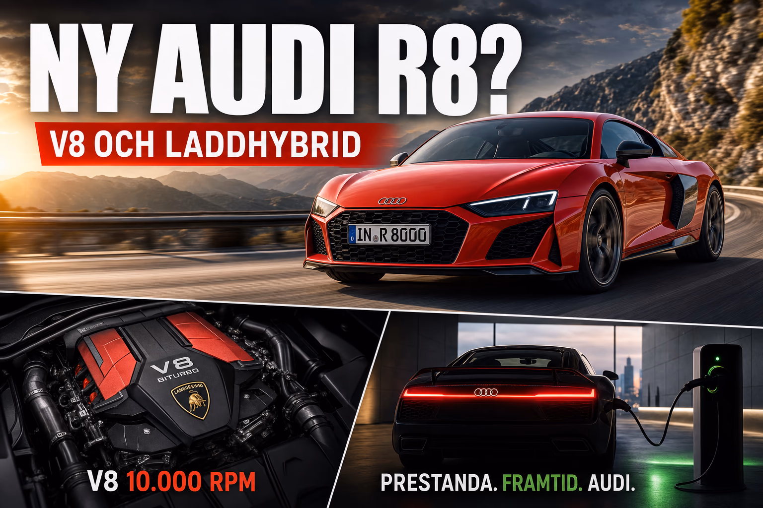 Audi öppnar för ny R8 med V8 och laddhybridteknik