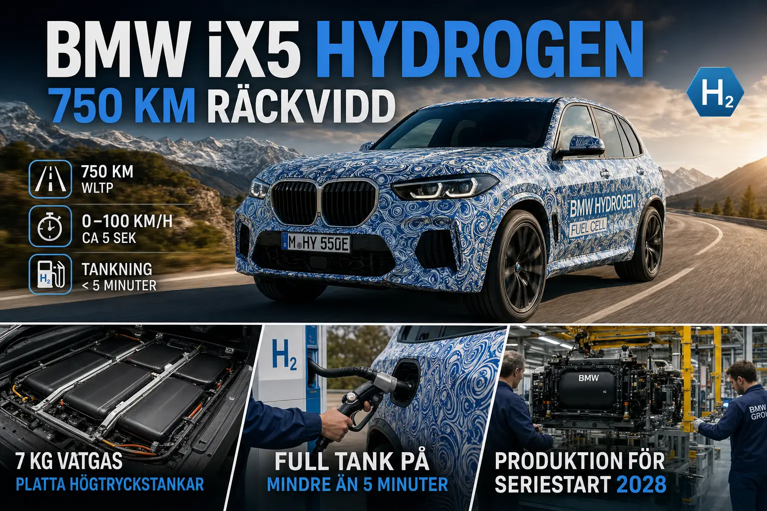 BMW iX5 Hydrogen siktar på 750 kilometers räckvidd