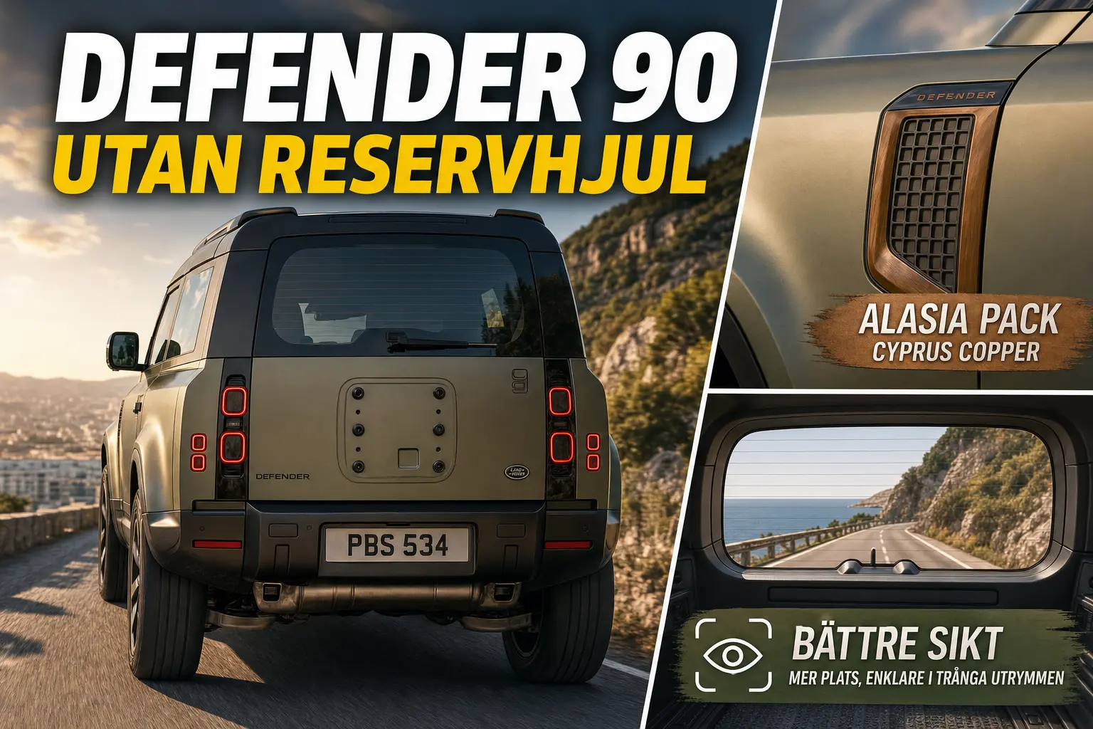 Land Rover Defender 90 kan beställas utan reservhjul