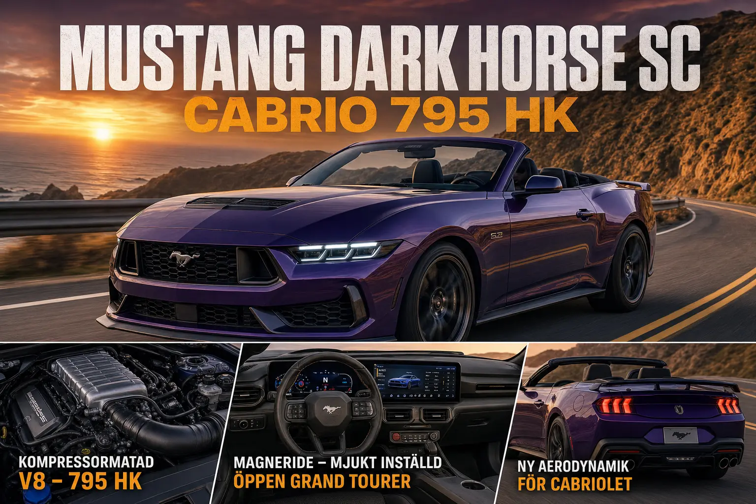 Ford Mustang Dark Horse SC blir cabriolet med 795 hästkrafter