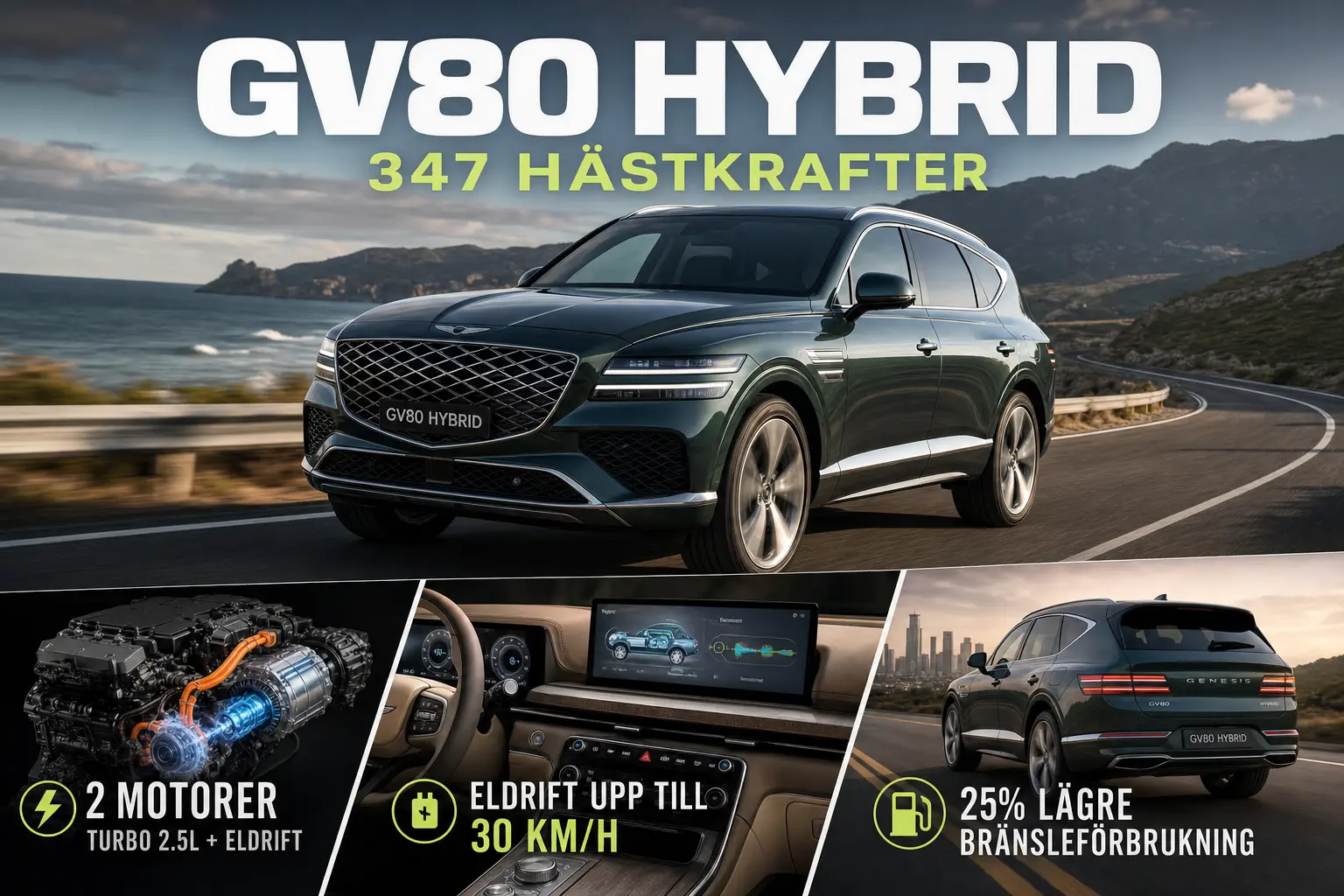 Genesis GV80 Hybrid blir märkets första hybrid med 347 hästkrafter