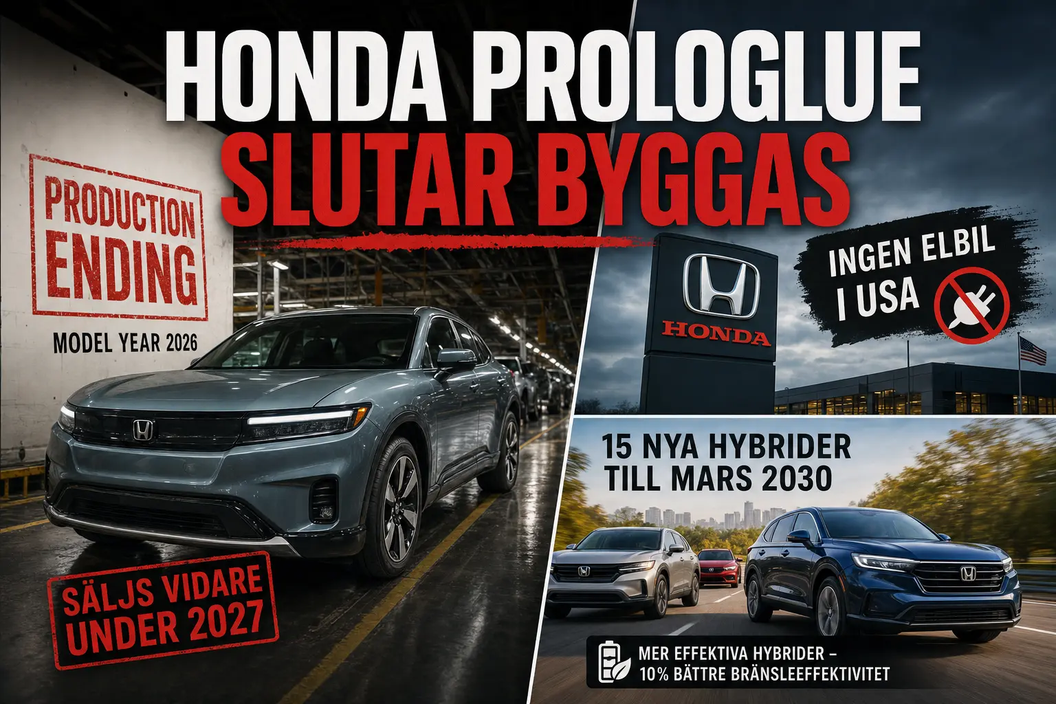 Honda Prologue slutar byggas – Honda blir utan elbil i USA
