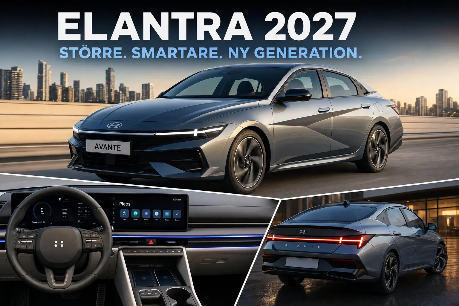 Hyundai Elantra 2027 växer och får nytt Android-baserat infotainment