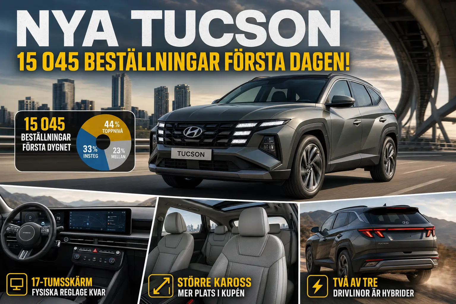 Nya Hyundai Tucson slår rekord med 15 045 beställningar första dagen