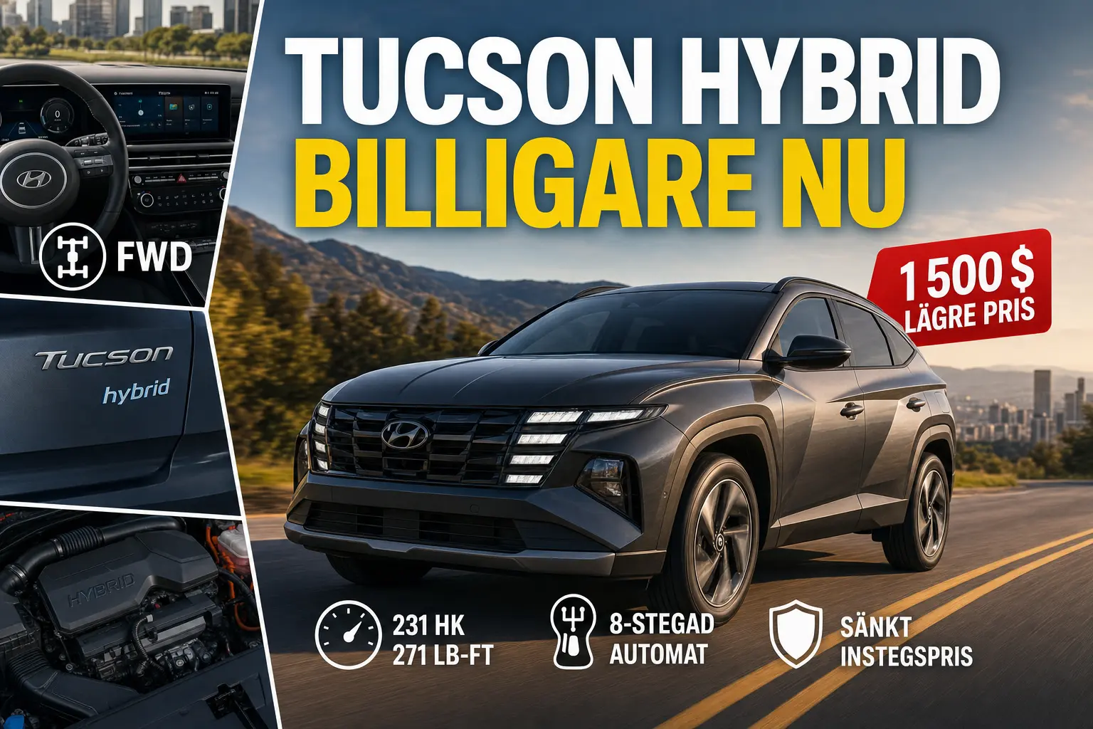 Hyundai Tucson Hybrid blir billigare med framhjulsdrift