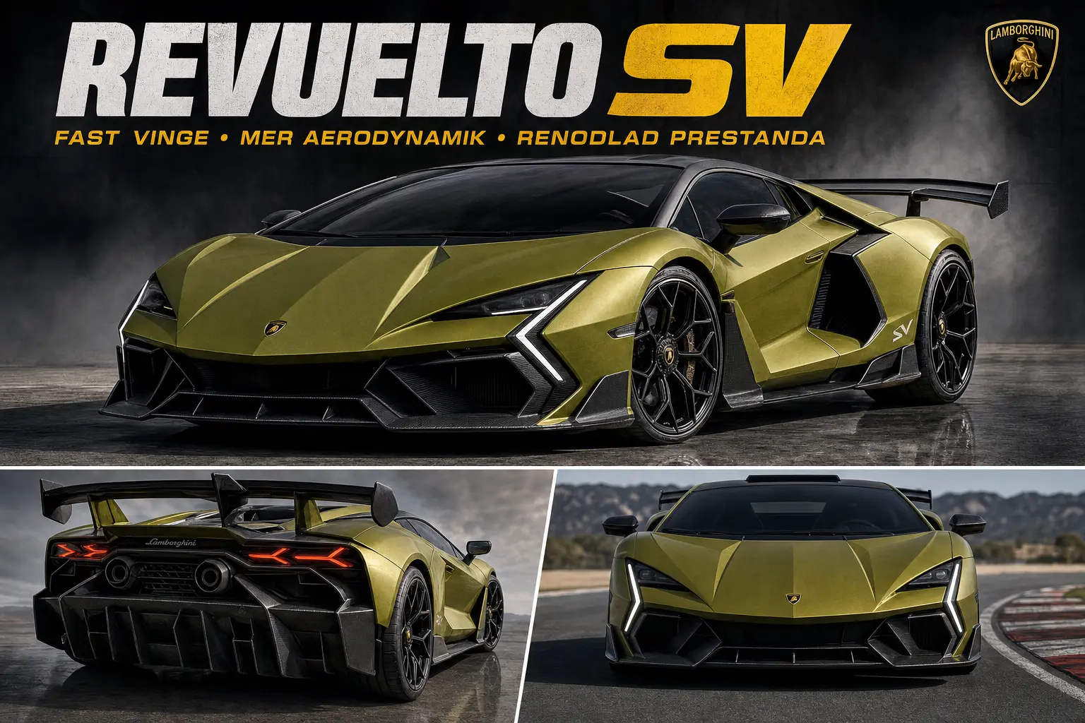 Patentbilder visar Lamborghini Revuelto SV med fast bakvinge