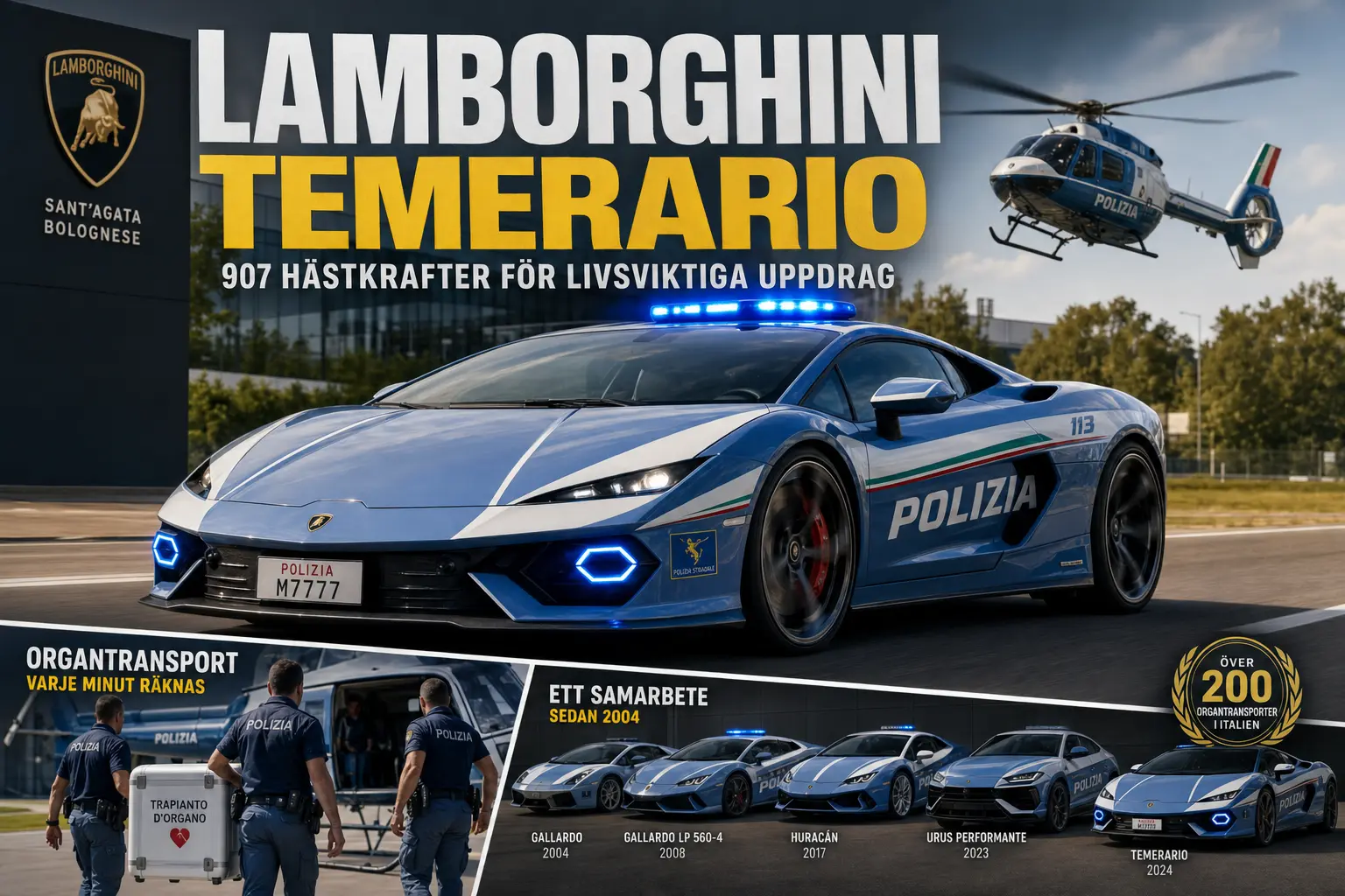 Italienska polisen får Lamborghini Temerario med 907 hästkrafter