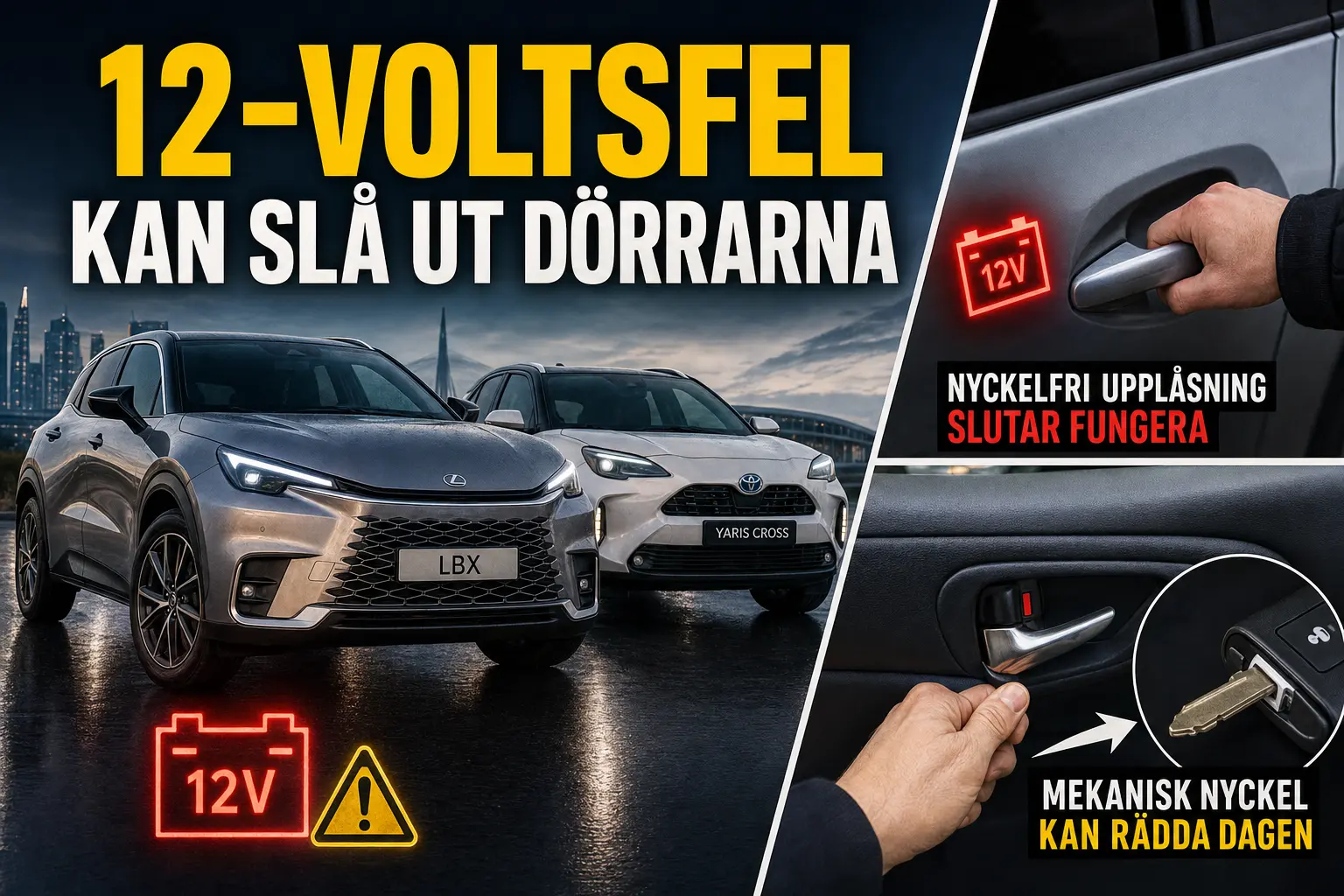 12-voltsfel i Lexus LBX och Toyota Yaris Cross kan slå ut dörröppningen