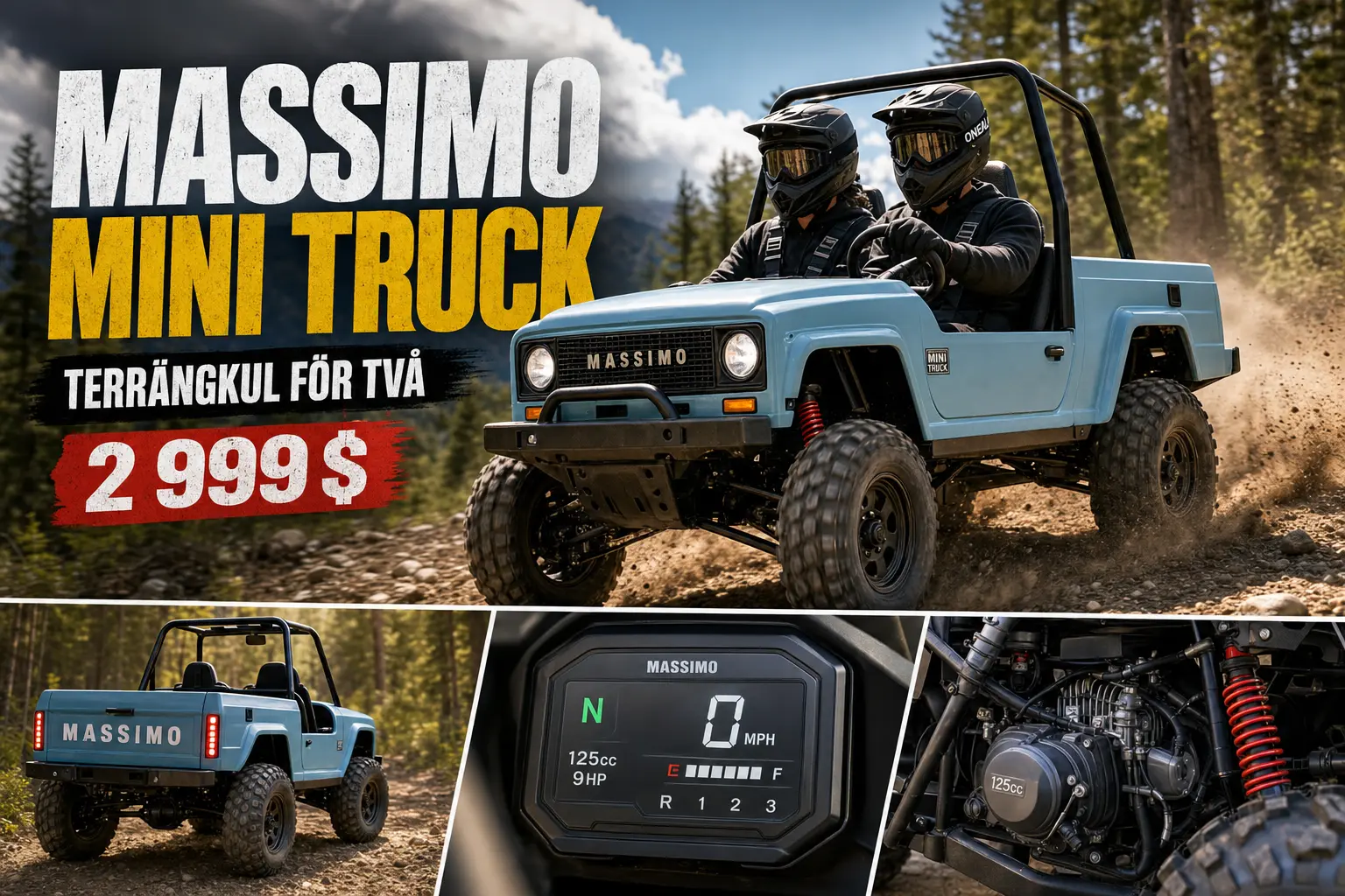 Massimo Mini Truck är en tvåsitsig terräng-gokart för 2 999 dollar