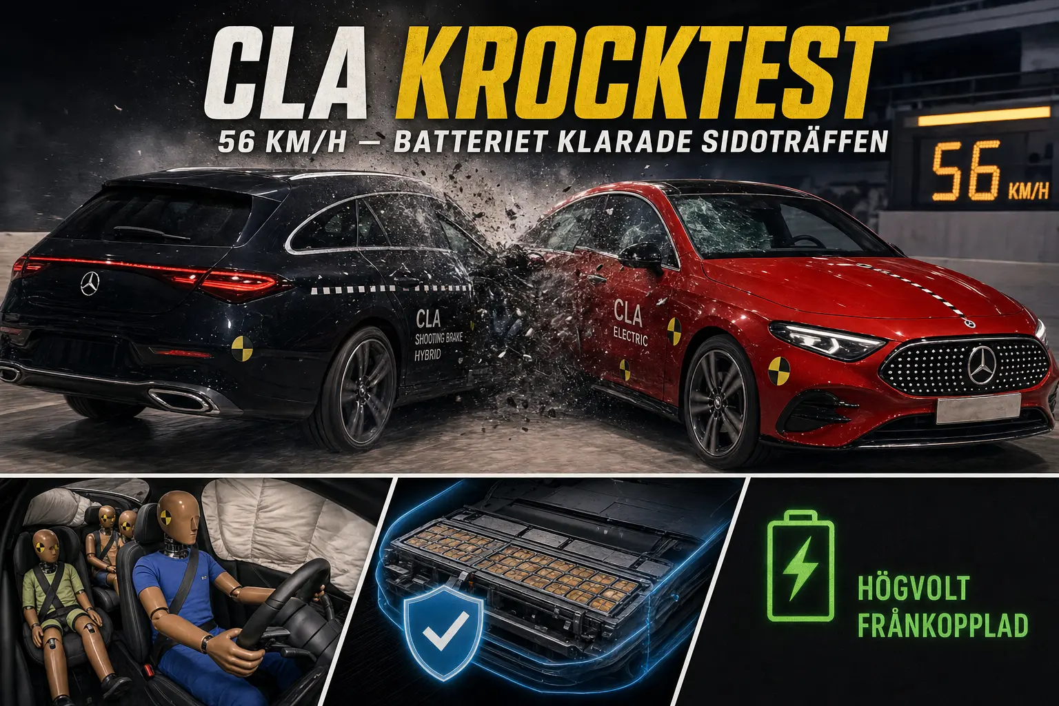 Mercedes krockar två CLA-modeller – elbilsbatteriet klarar sidoträffen
