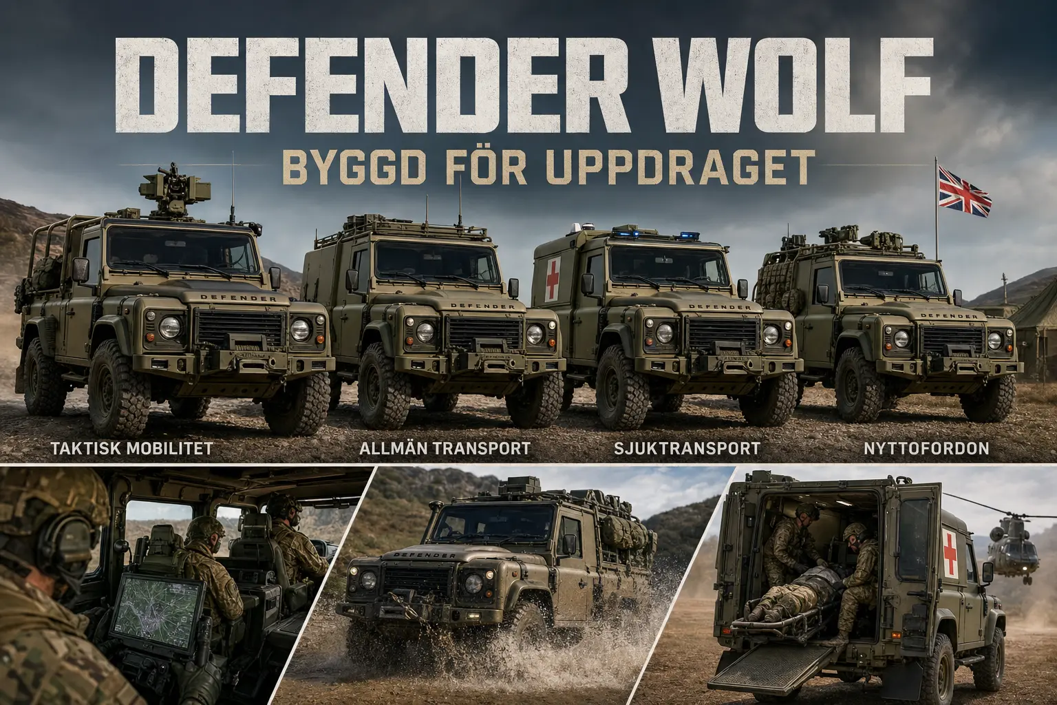 Land Rover bygger fyra militära Defender Wolf på civil D7x-arkitektur