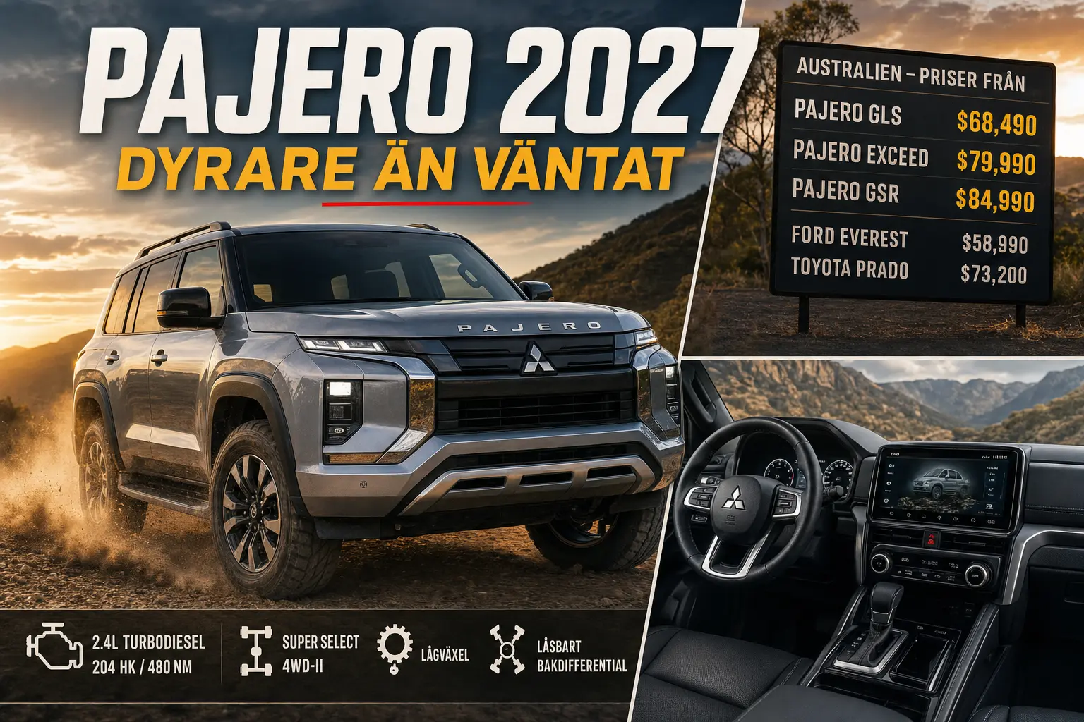 Mitsubishi Pajero 2027 får oväntat högt pris i Australien