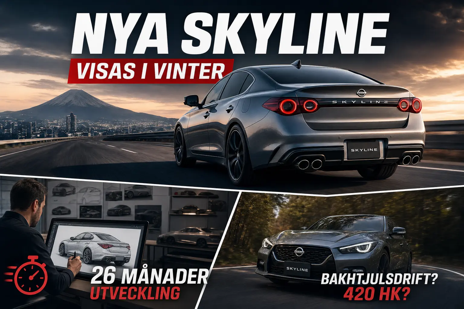 Nissan Skyline visas i vinter efter utveckling på bara 26 månader