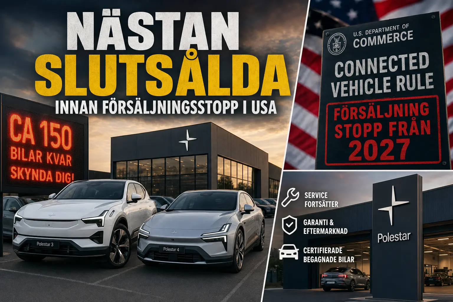 Polestar 3 och 4 nästan slutsålda i USA inför försäljningsstopp