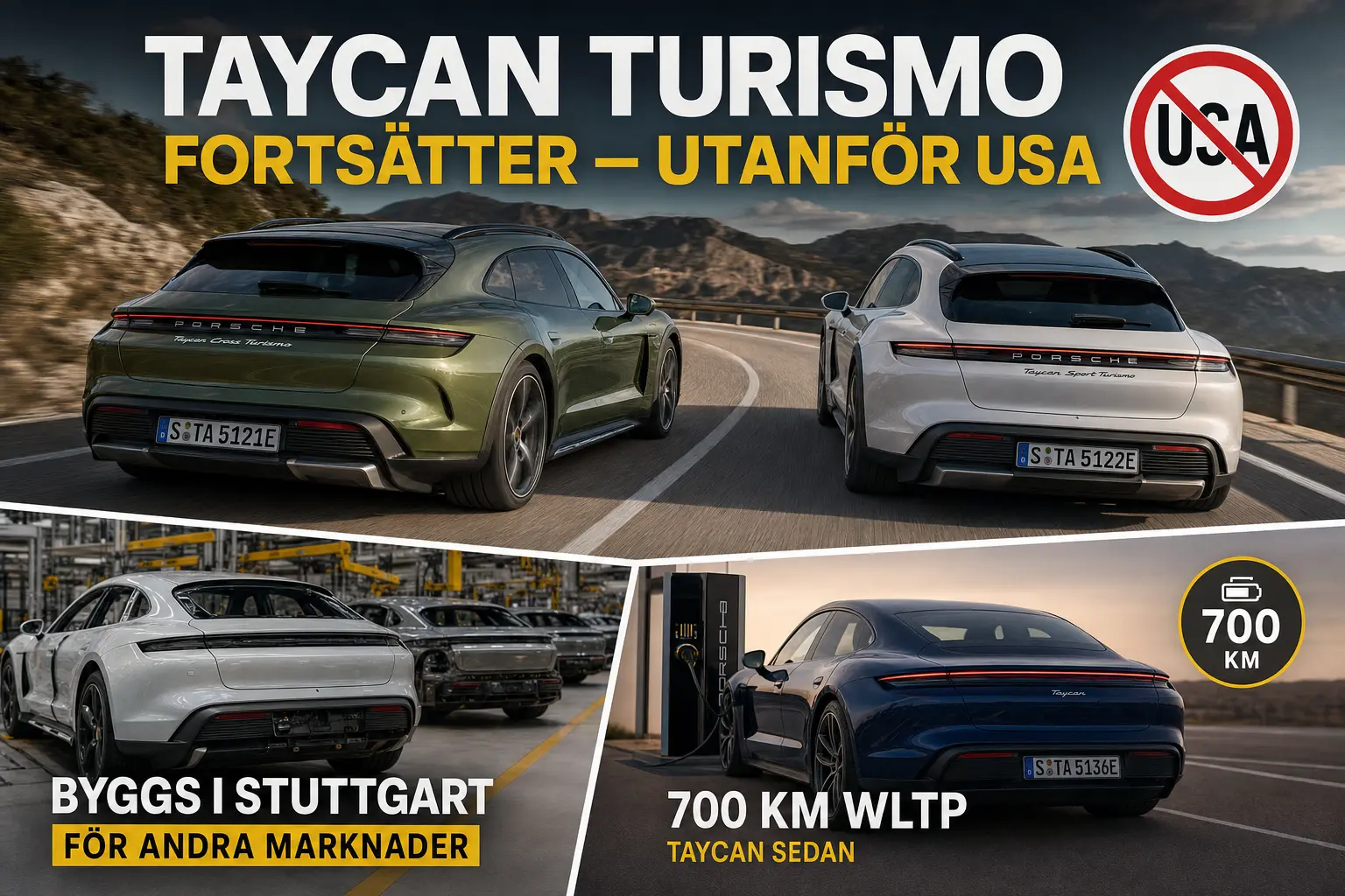 Porsche Taycan Sport Turismo och Cross Turismo blir kvar utanför USA