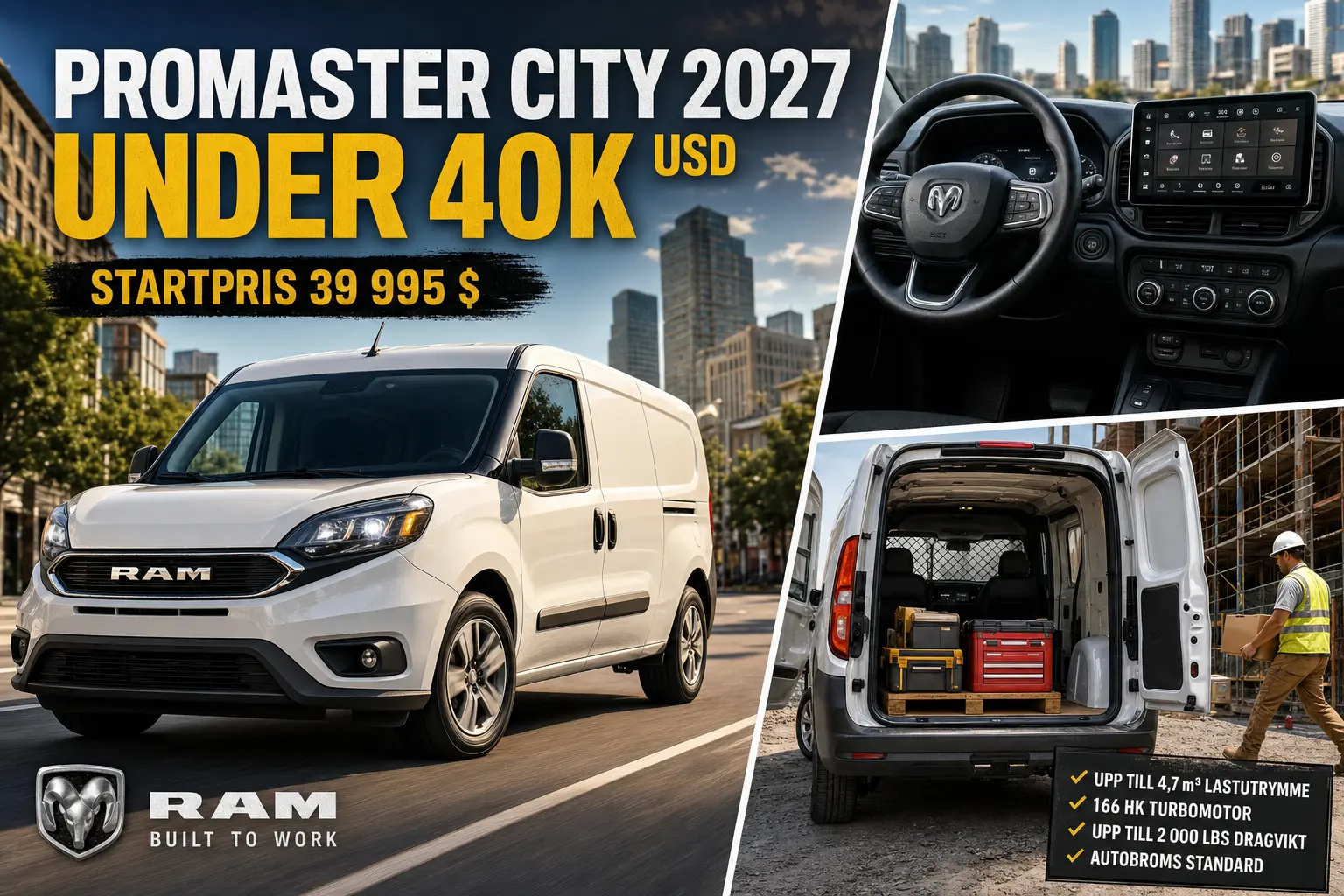 Ram ProMaster City 2027 får målpris under 40 000 dollar