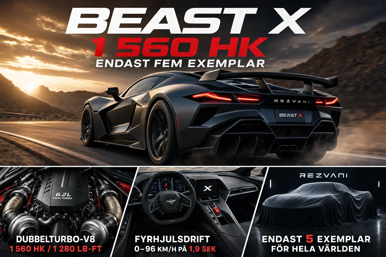 Rezvani Beast X får 1 560 hk – endast fem exemplar byggs