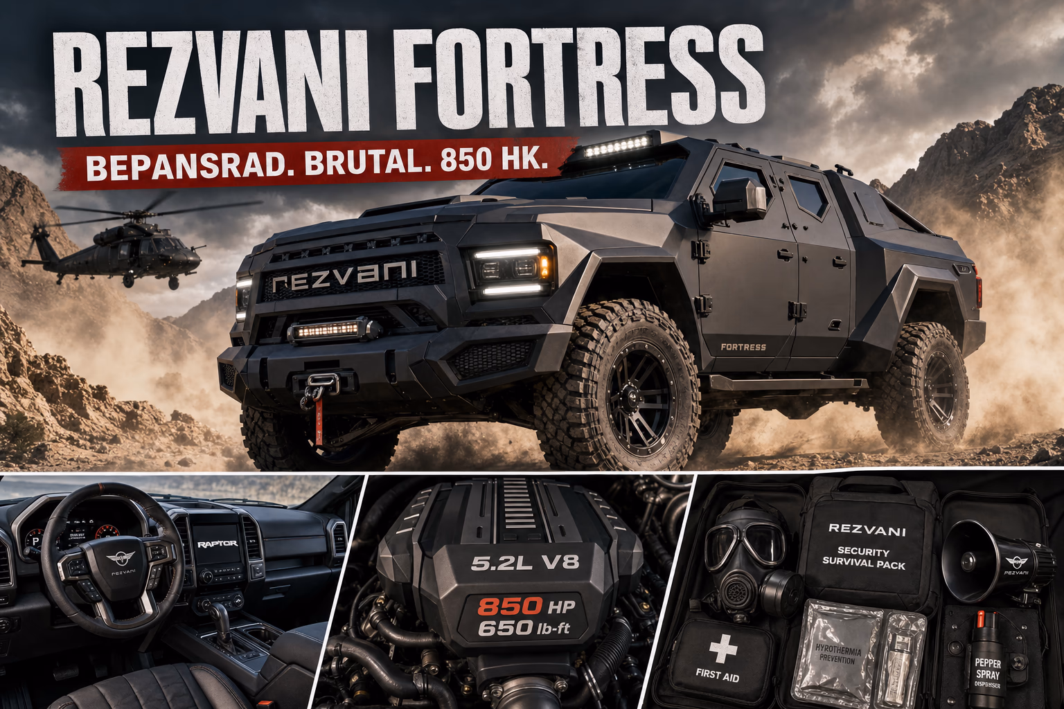 Rezvani Fortress är bepansrad pickup på F-150 Raptor-bas för 285 000 dollar