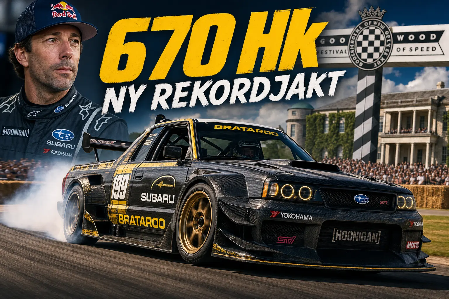 Subaru Brataroo med 670 hk jagar ny topptid på Goodwood