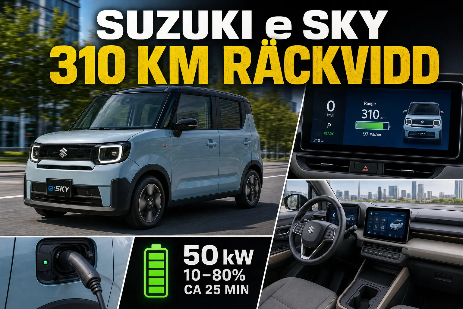Suzuki e Sky får 26 kWh-batteri och upp till 310 kilometers räckvidd