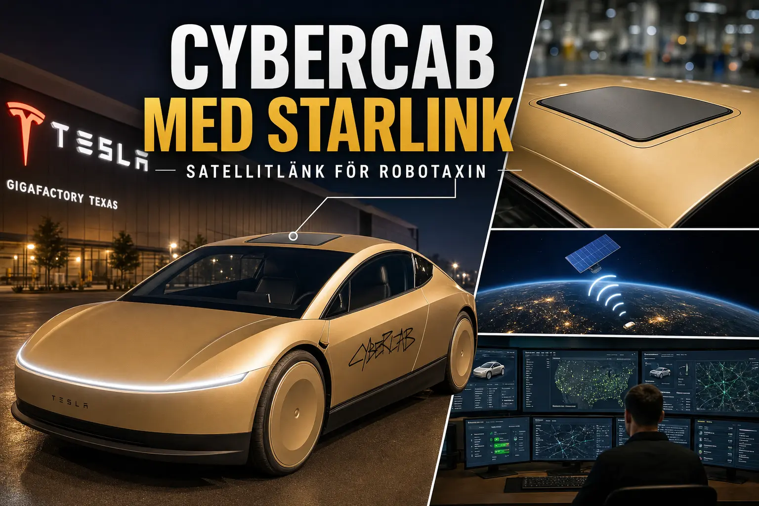 Tesla Cybercab får Starlink-antenn integrerad i taket