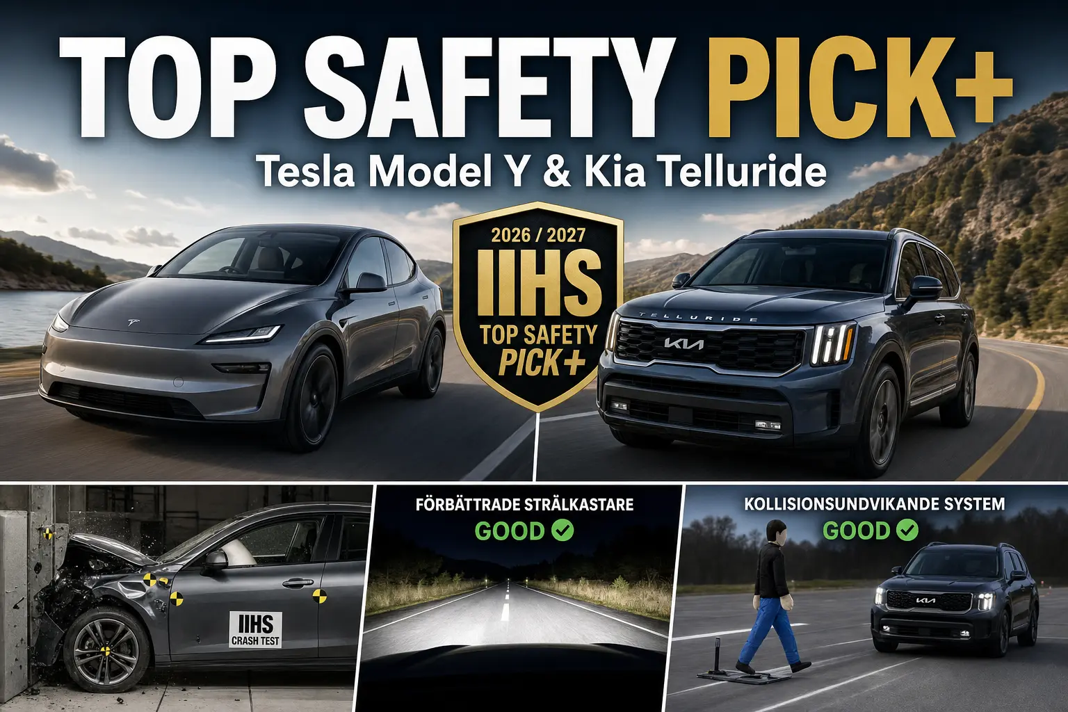 Tesla Model Y och Kia Telluride får IIHS toppbetyg – men alla Kia-bilar kvalar inte in