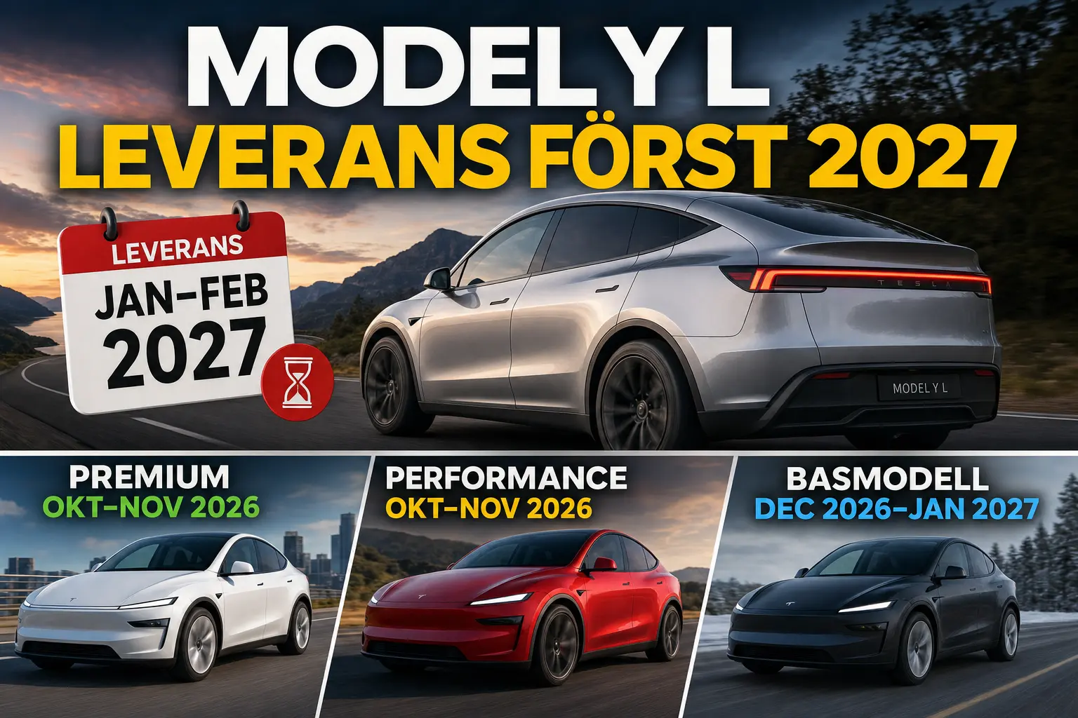 Tesla Model Y L får leveranstid till början av 2027 i USA
