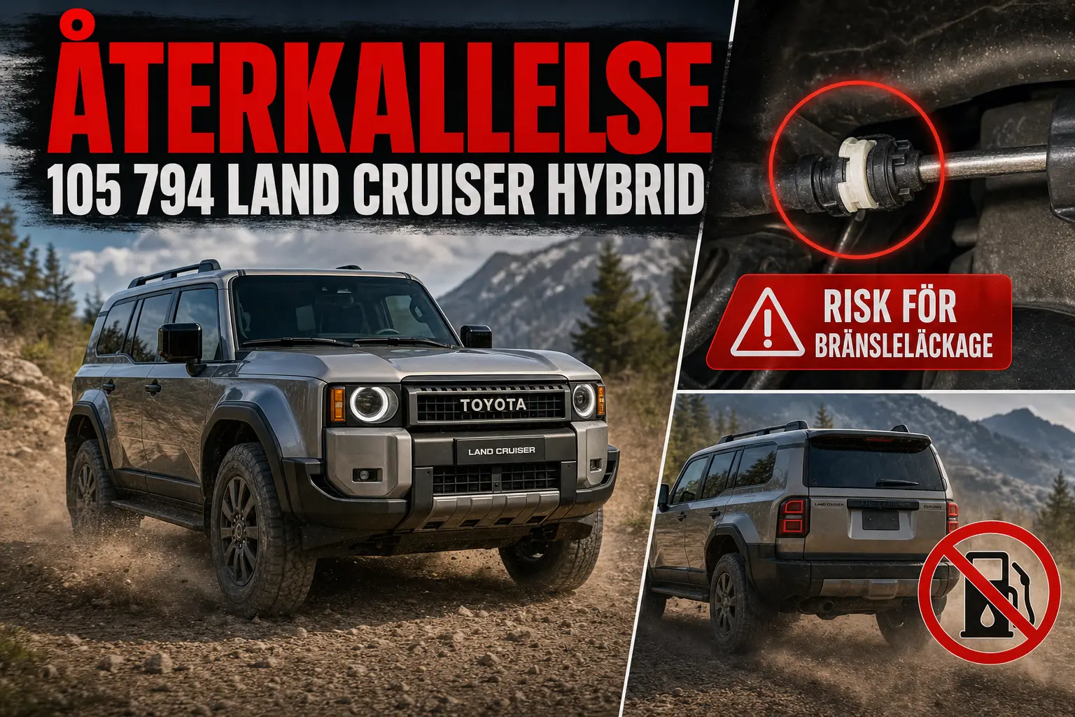 Toyota återkallar 105 794 Land Cruiser Hybrid efter risk för bränsleläckage