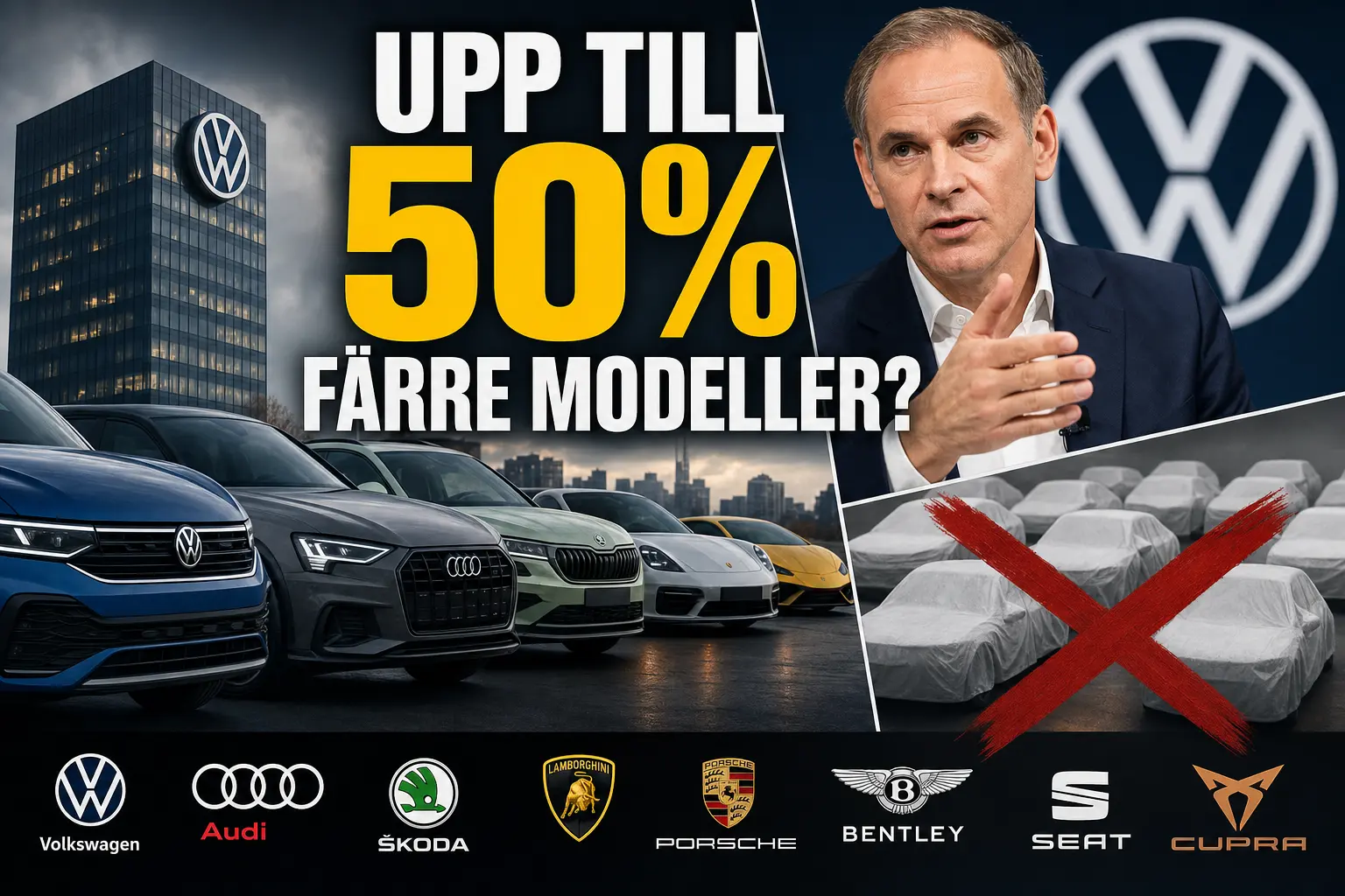 Volkswagen-koncernen kan kapa upp till hälften av modellutbudet
